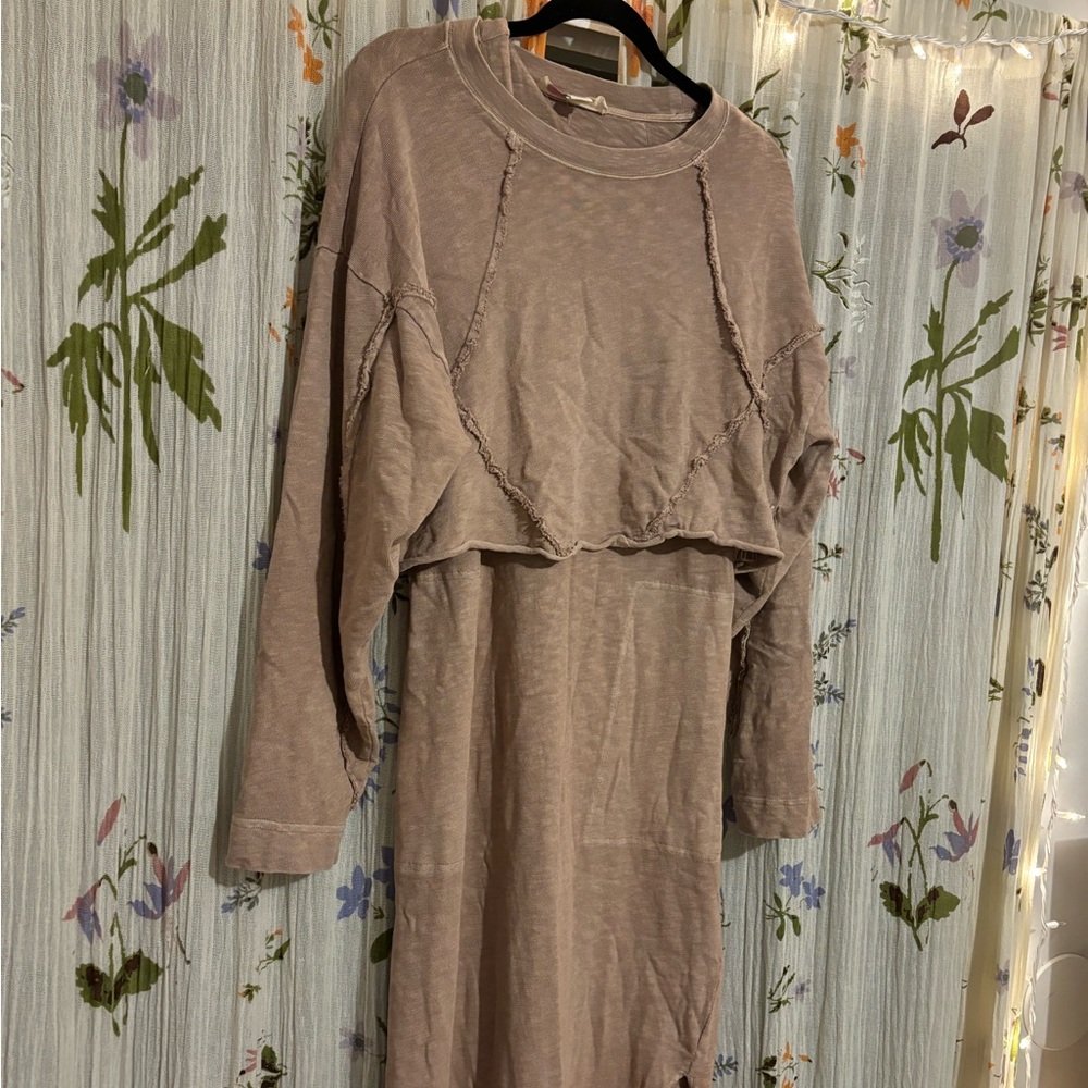 Free people beach - tan sweater dress + top set